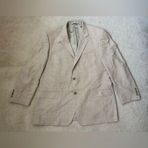Versini 100% silk cream granola colored lightweight suit blazer, sz 44R preppy